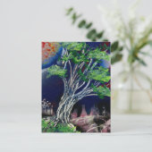 Boom Schilderen met blauwe stad en oranje zon Briefkaart (Staand voorkant)