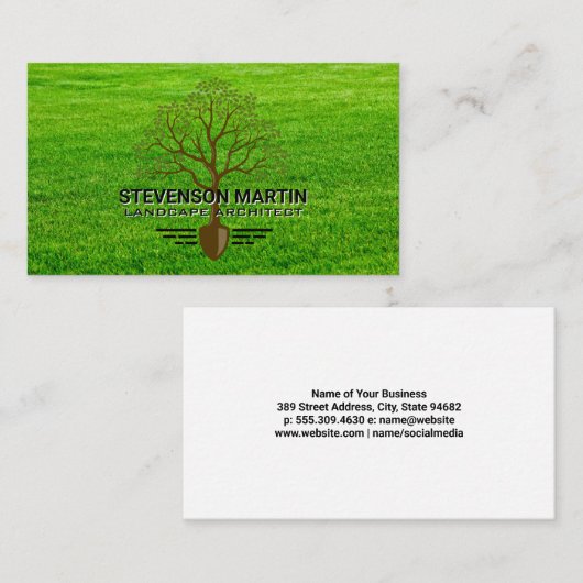 Boom Schop Logo | Gras Landschapsarchitectuur Visitekaartje (Voorkant / Achterkant)