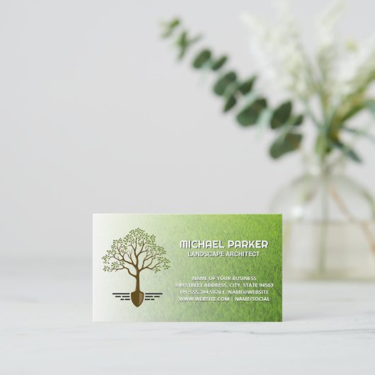 Boom Schop Logo | Gras maaien | Tuinieren Visitekaartje (Staand voorkant)