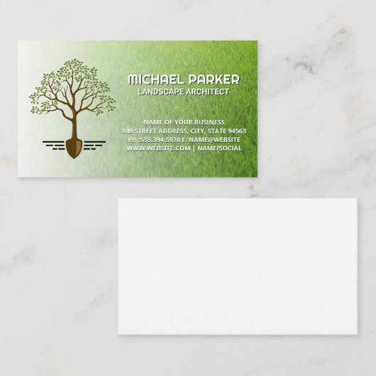 Boom Schop Logo | Gras maaien | Tuinieren Visitekaartje (Voorkant / Achterkant)