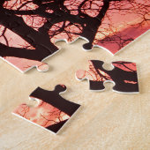 Boom Silhouet Avondschemering Legpuzzel (Zijkant)