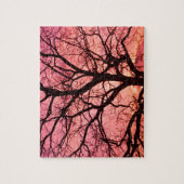 Boom Silhouet Avondschemering Legpuzzel (Verticaal)