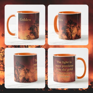 Boom Silhouet Gouden Lucht John Muir Natuur Citaat Mok