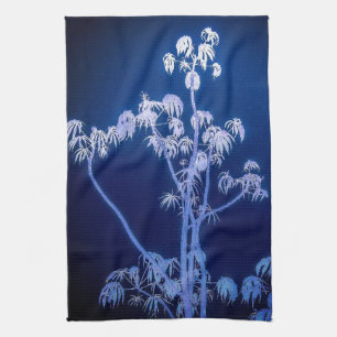 Boom Silhouet in Koninklijk Blauwe Keukenhanddoeke Theedoek