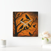 Boom Silhouet Vogels Vierkante Klok (Huis)