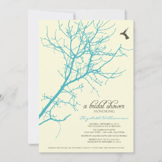 Boom Silhouette Bridal Shower Invitation (aqua) Kaart (Voorkant)