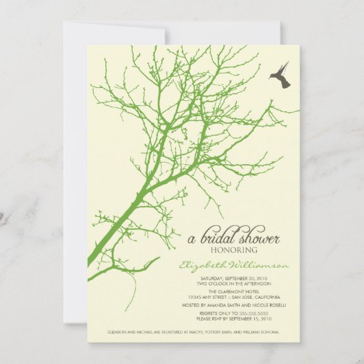 Boom Silhouette Bridal Shower Invitation (limoen) Kaart (Voorkant)