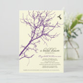 Boom Silhouette Bridal Shower Invitation (paars) Kaart (Staand voorkant)