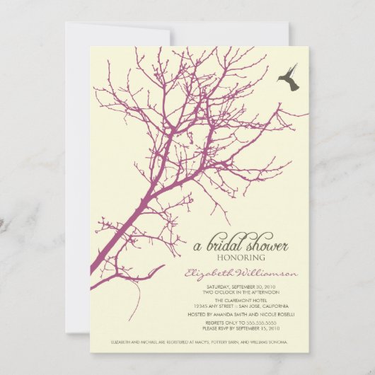 Boom Silhouette Bridal Shower Invitation (plum) Kaart (Voorkant)