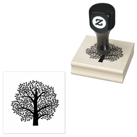 Boom Silhouette Design Wooden Stamp Rubberstempel (Gestempeld)