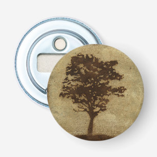 Boom Silhouette op Bronze Achtergrond Button Flesopener