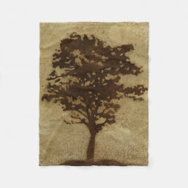 Boom Silhouette op Bronze Achtergrond Fleece Deken