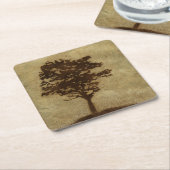 Boom Silhouette op Bronze Achtergrond Kartonnen Onderzetters (Schuin)
