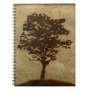 Boom Silhouette op Bronze Achtergrond Notitieboek