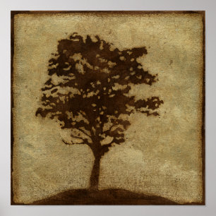 Boom Silhouette op Bronze Achtergrond Poster