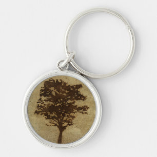 Boom Silhouette op Bronze Achtergrond Sleutelhanger