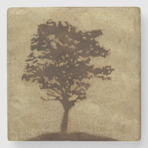 Boom Silhouette op Bronze Achtergrond Stenen Onderzetter