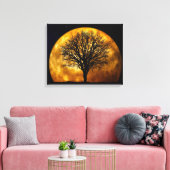 Boom Silhouette op maan Canvas Afdruk (Insitu (Woonkamer))