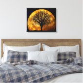 Boom Silhouette op maan Canvas Afdruk (Insitu (Slaapkamer))