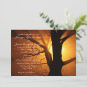 Boom Silhouette Sunset Country Wedding Invitation Kaart (Staand voorkant)