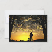 Boom Silhouette van Man en hond op zonsondergang Bedankkaart (Voorkant)