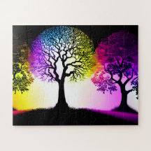 Boom Silhouetten met Rainbow Sky Flare