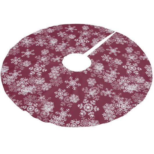 Boom Skirt-Snowflakes-Bourgogne Kerstboom Rok (Gekanteld)
