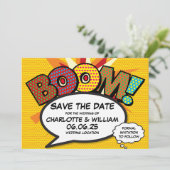 BOOM Sla de datum op Leuk Retro Strip Pop Art Kaart (Staand voorkant)