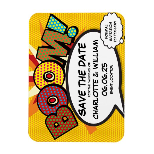 BOOM sparen de Datum van het Boek Comic Modern Magneet (Verticaal)