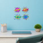 Boom Splash Slam Smash, Paarse Gele Pop Art 12" Muurstickers<br><div class="desc">Vier grote Pop Art Wall Decals - - Verander de grootte van deze decals door de grootte van het Decal Sheet te wijzigen - vier formaten - van 12 x 12 inch tot 36 x 36 inch - - Deze zijn gedrukt op een transparante achtergrond, maar u kunt als u...</div>