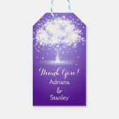 Boom & sprankelende lichten paarse bruiloft Dank u Cadeaulabel (Achterkant)
