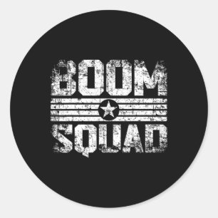 Boom Squad op 4 juli en oudejaarsavond vuurwerk Ronde Sticker