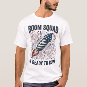 Boom Squad Patriottische Vuurwerk Vintage T-shirt 