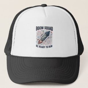 Boom Squad Patriottische Vuurwerk Vintage T-shirt  Trucker Pet