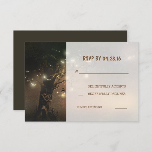 boom string lichten metselaar potten bruiloft RSVP (Voorkant / Achterkant)