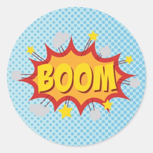 BOOM stripboek geluidseffect Ronde Sticker (Voorkant)