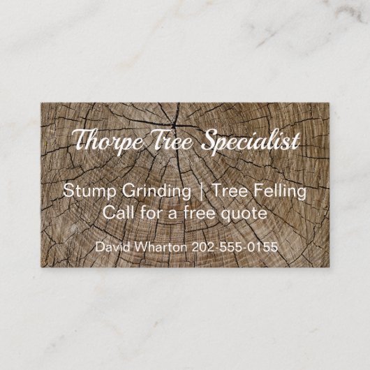 Boom Stump Grinist Arborist Visitekaartje (Voorkant)