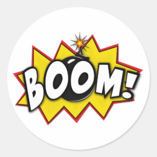Boom superheld Comic Action Words Ronde Sticker