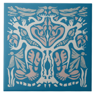 Boom Symmetrisch Natuurontwerp Blauw Tegeltje