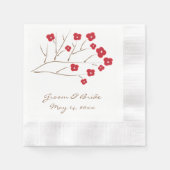 Boom tak rode kersenbloesem bruiloft servetten (Voorkant)