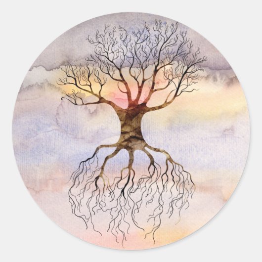 Boom tegen de hemel ronde sticker (Voorkant)