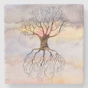 Boom tegen de hemel stenen onderzetter