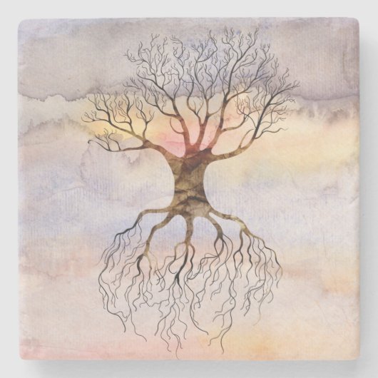 Boom tegen de hemel stenen onderzetter (Voorkant)