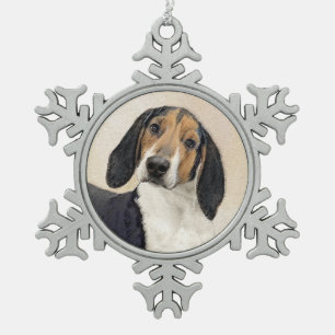 Boom-Terriër Walker Coonhound Schilderij - Origine Tin Sneeuwvlok Ornament