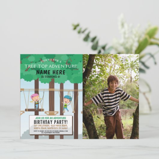 Boom Top Verjaardag Avontuur Park Outdoor Foto Kaart (Staand voorkant)