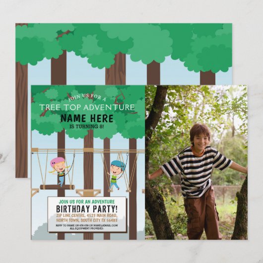 Boom Top Verjaardag Avontuur Park Outdoor Foto Kaart (Voorkant / Achterkant)