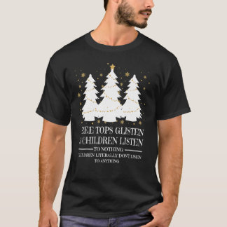 Boom Topjes luisteren en kinderen luisteren naar n T-shirt