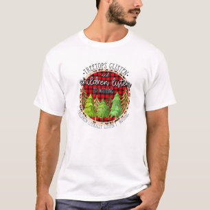 Boom Topjes luisteren en kinderen luisteren naar n T-shirt