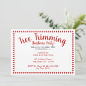 Boom Trimmen Kerstfeest Rood/Wit Fonts Kaart (Staand voorkant)