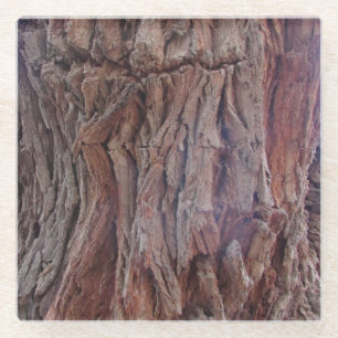 Boom Trunk Foto Red Brown Striped Woodgrain Bark Glazen Onderzetter